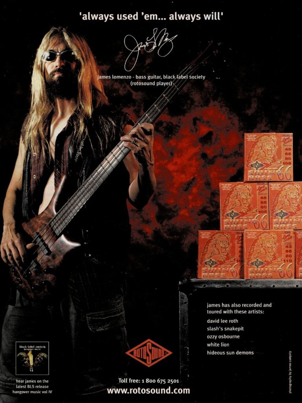 James Lomenzo of Black Label Society - ROTOSOUND - 2004 Print Ad